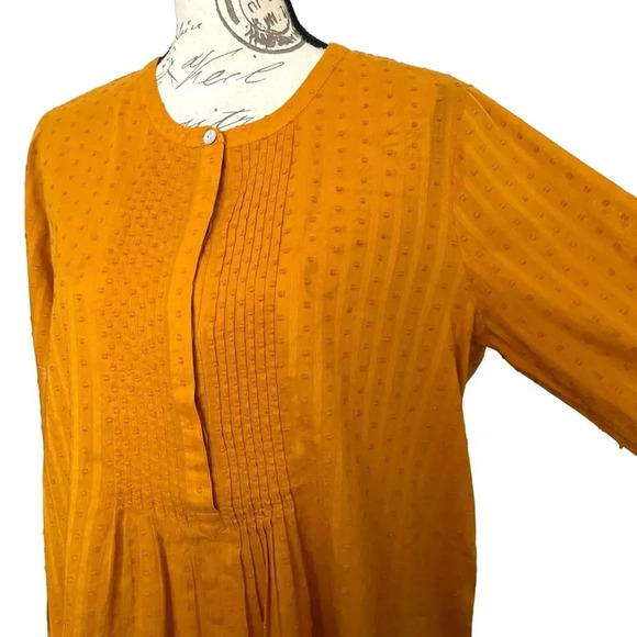 J. Jill Swiss Dot Popover Peasant Top Size Small Petite Lightweight oversized - Picture 4 of 8